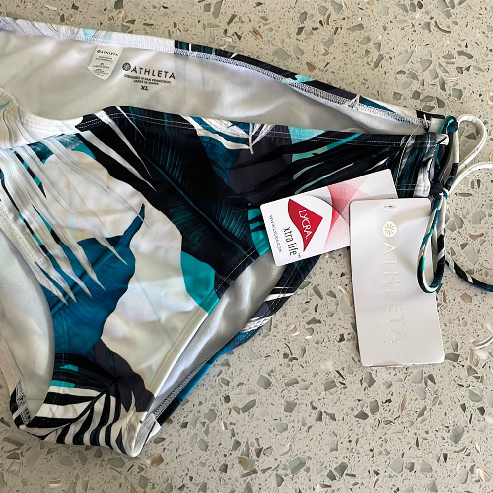 Athleta Tahitian print XL medium coverage string tie bikini bottom